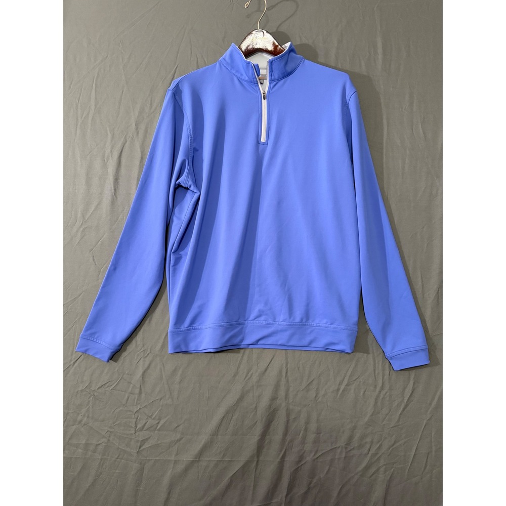 Peter Millar Mens Medium Blue Wicking Quarter Zip Pullover Golf Shirt